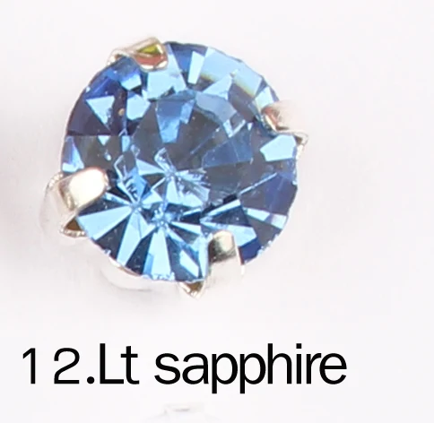 12. Lt sapphire 30 цветов, 4 мм-8 мм, пришивные стразы, серебристые Стразы с кристаллами, для полного платья - Цвет: 12. Lt sapphire