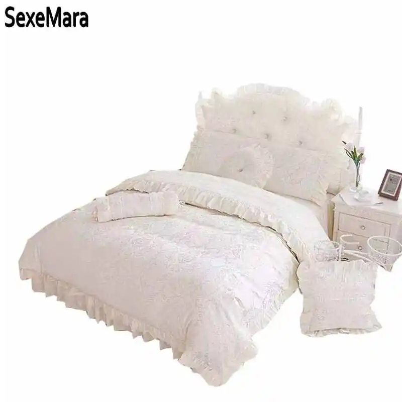 Кружевное постельное белье принцессы с цветочным рисунком жаккардовый Комплект