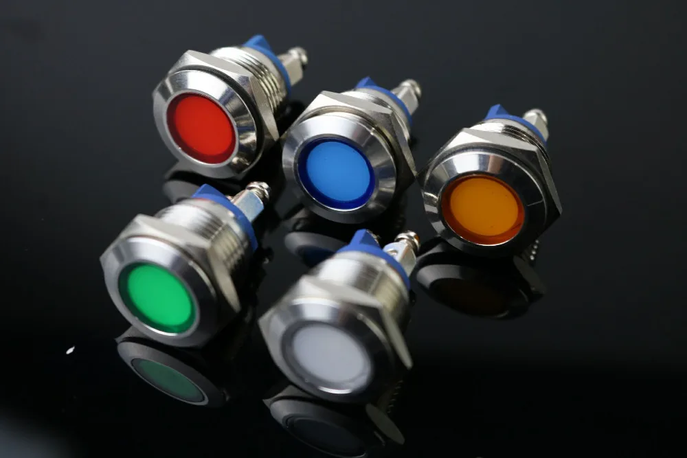 AC 220V 16mm металлическая сигнальная светового Индикатора светодиодный светильник