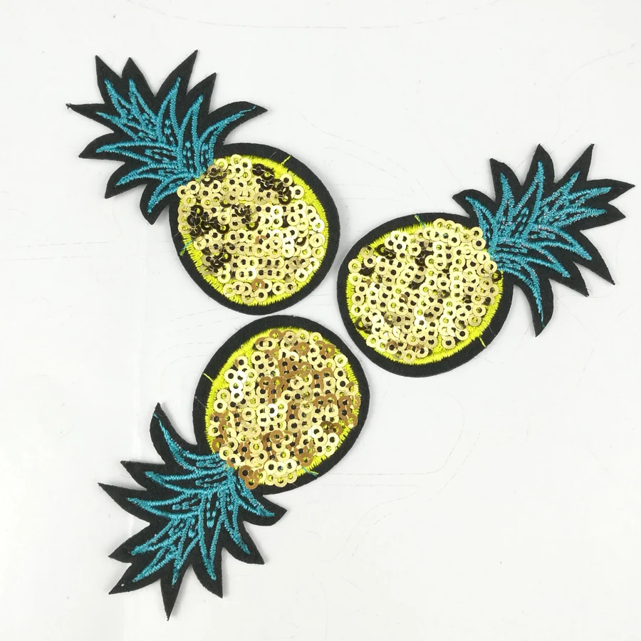 Нашивки для одежды с пайетками ананасами 10 шт. нашивки вышитые бисером патч-мотив