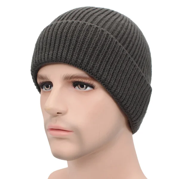 AETRUE зимние Skullies Beanies мужские зимние головные уборы для мужчин и женщин, вязаная шапка, модные шапки, маска, Теплая мужская однотонная Шапка-бини - Цвет: gray