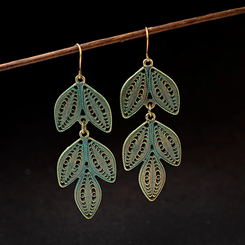 2019 Модные женские серьги цыганские листья Jhumka тибетские ювелирные изделия Oorbellen