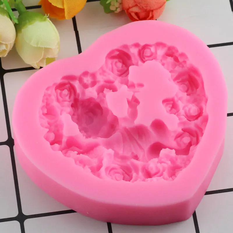 Mujiang роза Ангел 3D ремесло Силиконовые свечи плесень DIY смолы глины мыло формы инструменты для украшения тортов из мастики Chooclate конфеты формы