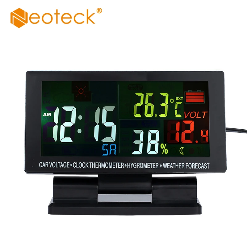Цифровой цветной ЖК-дисплей Neoteck автомобильные часы термометр с температурой