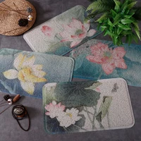new chinese style colorful lotus entrance hall carpet pvc wire loop mat door mat living room floor mat bathroom non slip rug