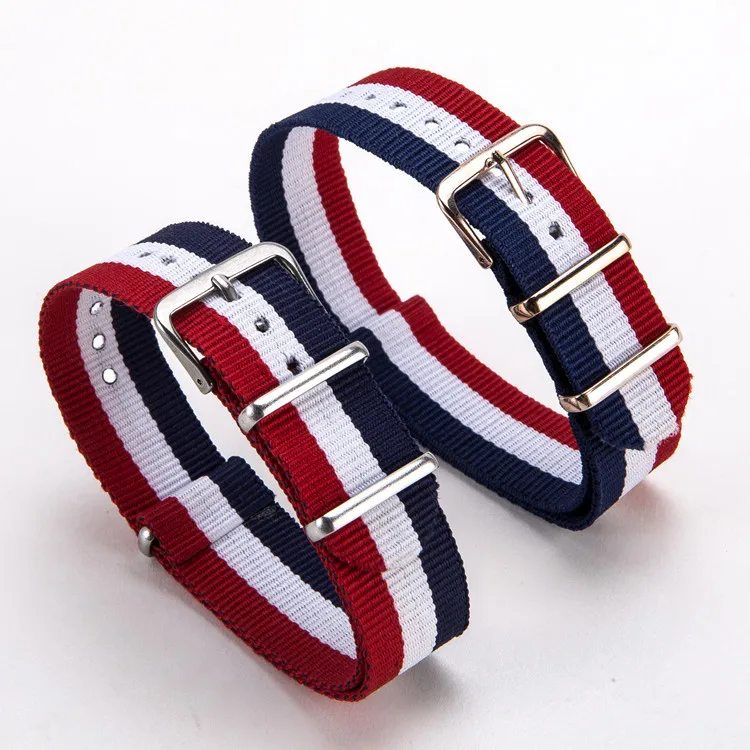 Ремешок для наручных часов в полоску нейлоновый армейский браслет разные цвета 10