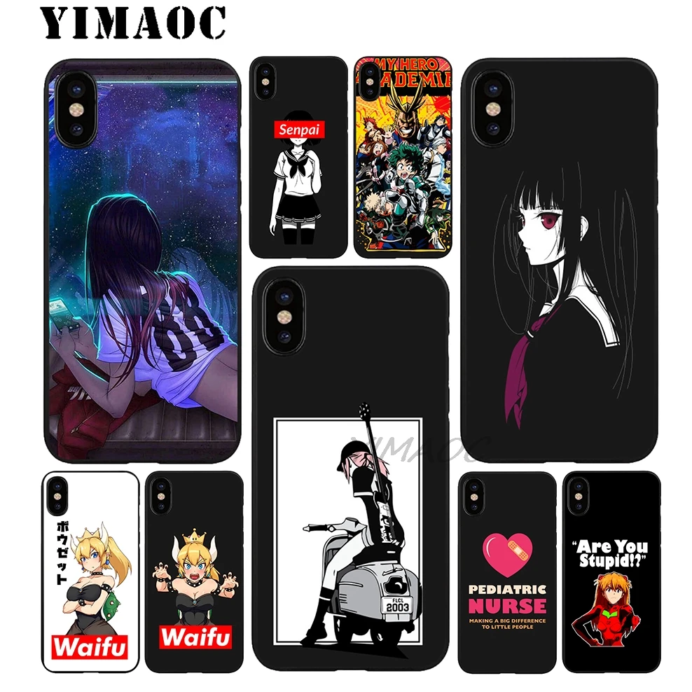 YIMAOC аниме девушка сексуальная Senpai сердце Мягкий ТПУ Черный силиконовый чехол для