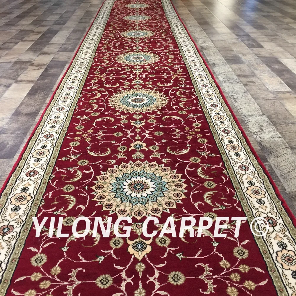 Yilong 2 5 'x 16' красный шелковый ковер ручной работы бегунки коридор галерея