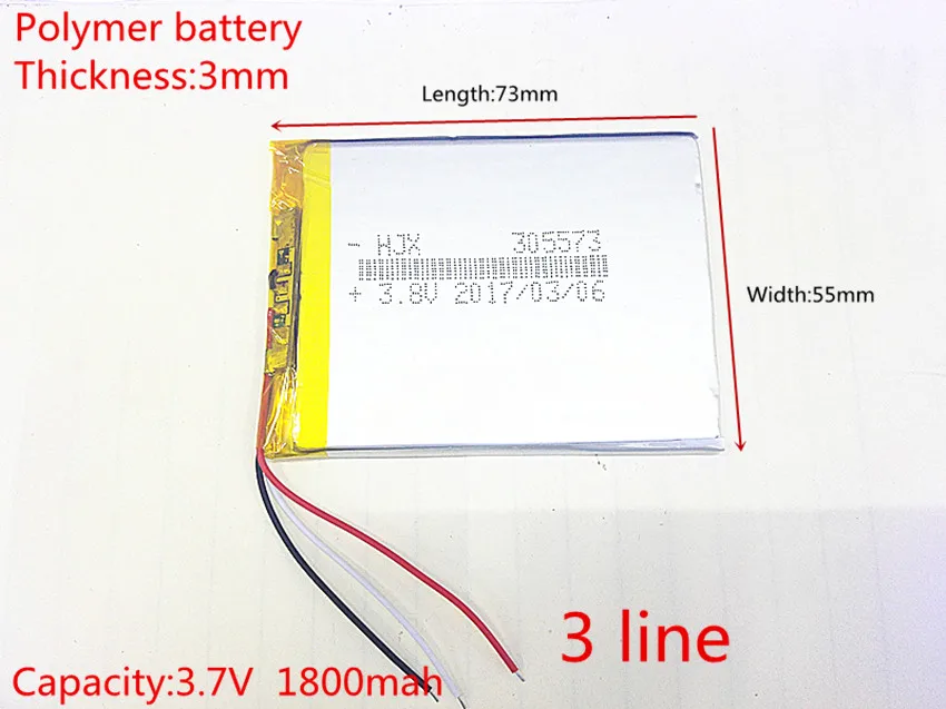 3 линии литр энергии батарея 305573 3,7 V 1800mah 305570 305575 PLIB литий-ионный/полимерный литий-ионных аккумуляторов в