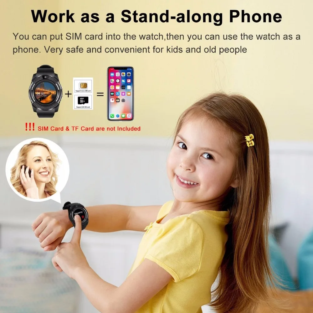 

696 Smart Watch V8 Fitness Tracker Bluetooth Smartwatch Touch Screen Wrist Watch with Camera SIM Card Waterproof Smartwatch