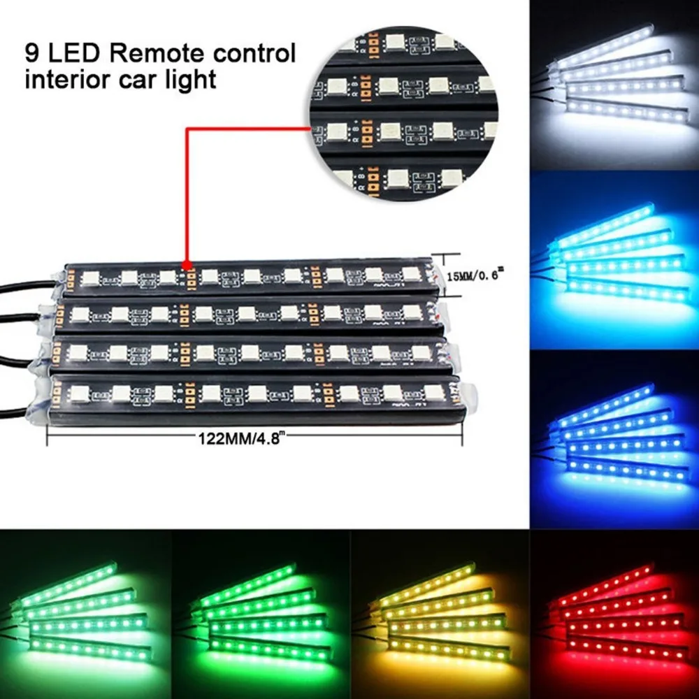 Car RGB LED Music Voice Sound Control Interior Decorative Atmosphere Auto Pathway Floor Light Strip Remote 12V | Автомобили и