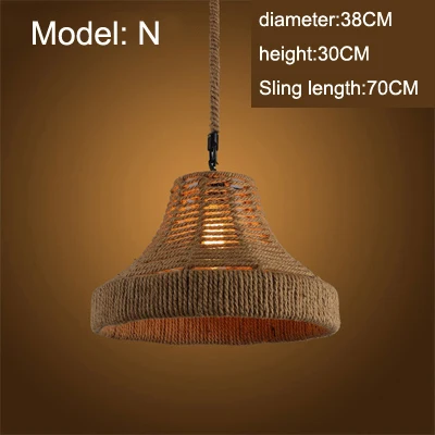 Model N with bulb Винтажный подвесной светильник, деревенский Американский Ретро креативный, ручной вязки, пеньковая веревка, железный, для кафе, гостиной, столовой, Droplight - Цвет корпуса: Model N with bulb