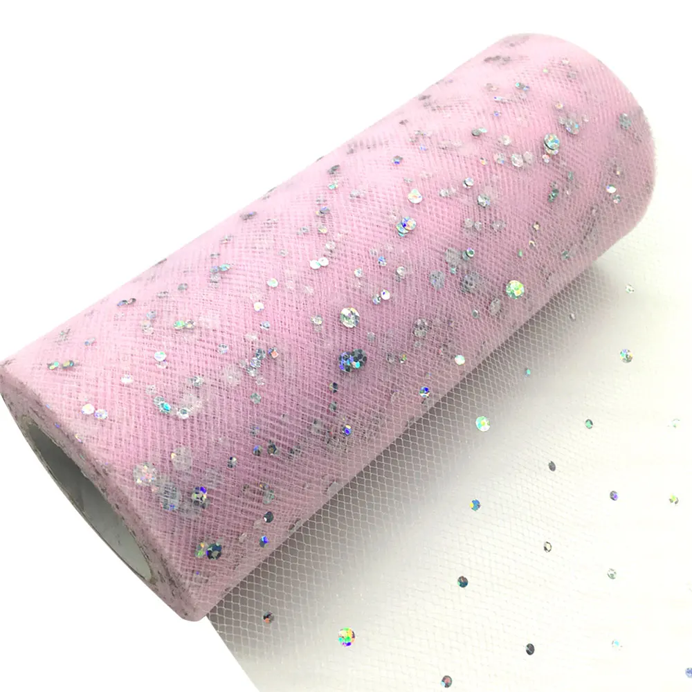 C07 Baby Pink TULLMALL 6 дюймов 25 ярдов сверкающие блестки рулон катушки пачка свадебное украшение Тюль органза Марля Элемент настольная дорожка Mariage - Цвет: C07 Baby Pink