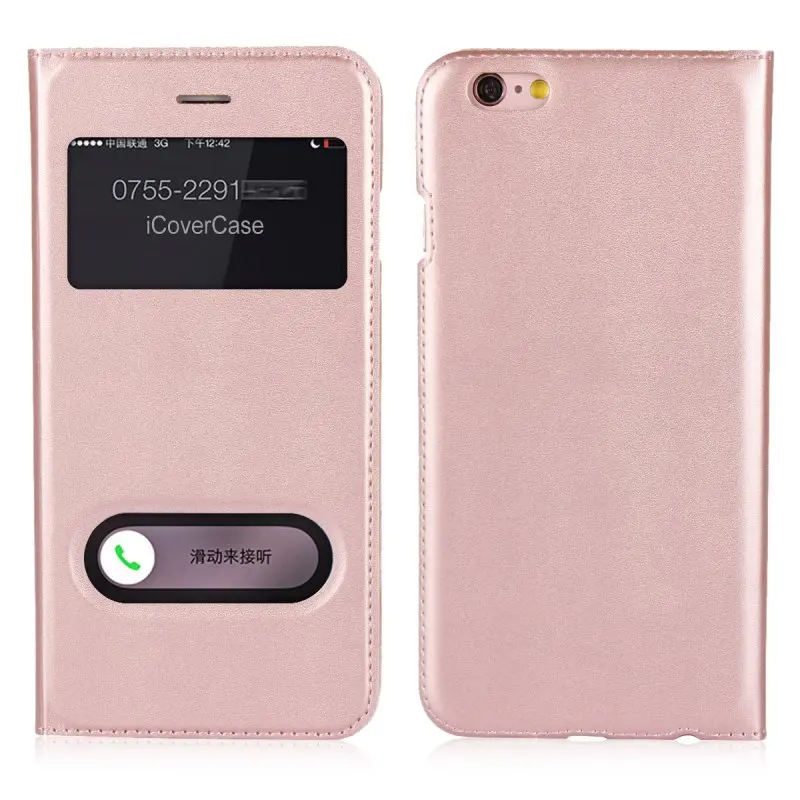Чехол книжка для iPhone 6 6S Plus чехол телефона с окошком откидной крышкой Etui Coque Hoesjes