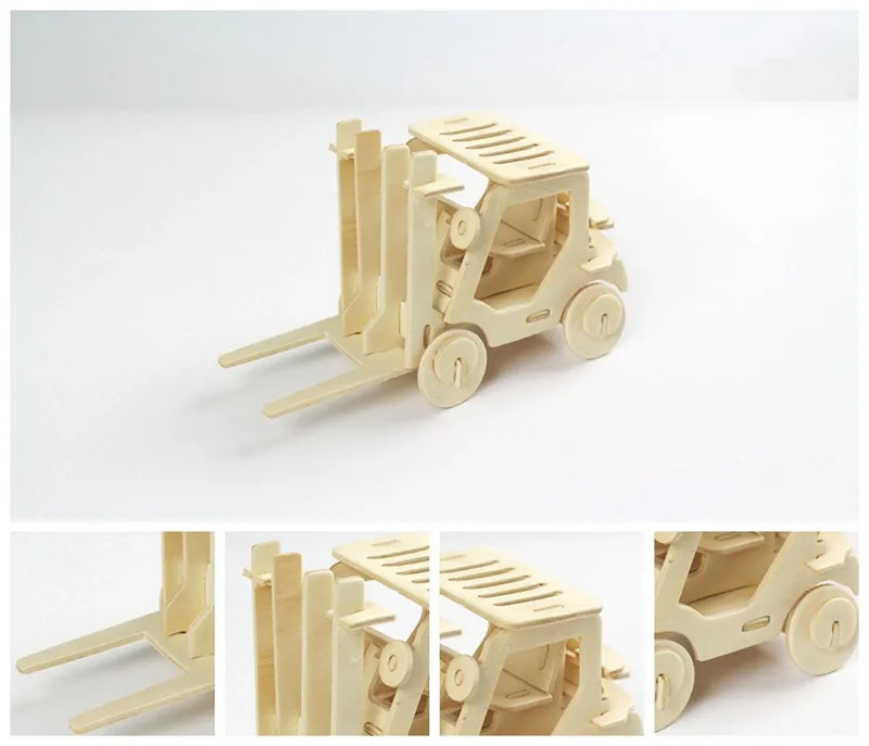 Forklift Классические 3D DIY деревянные пазлы животное Вертолет Модель Сборка Строительство деревянные игрушки для детей образовательная декорационная игрушка - Цвет: Forklift