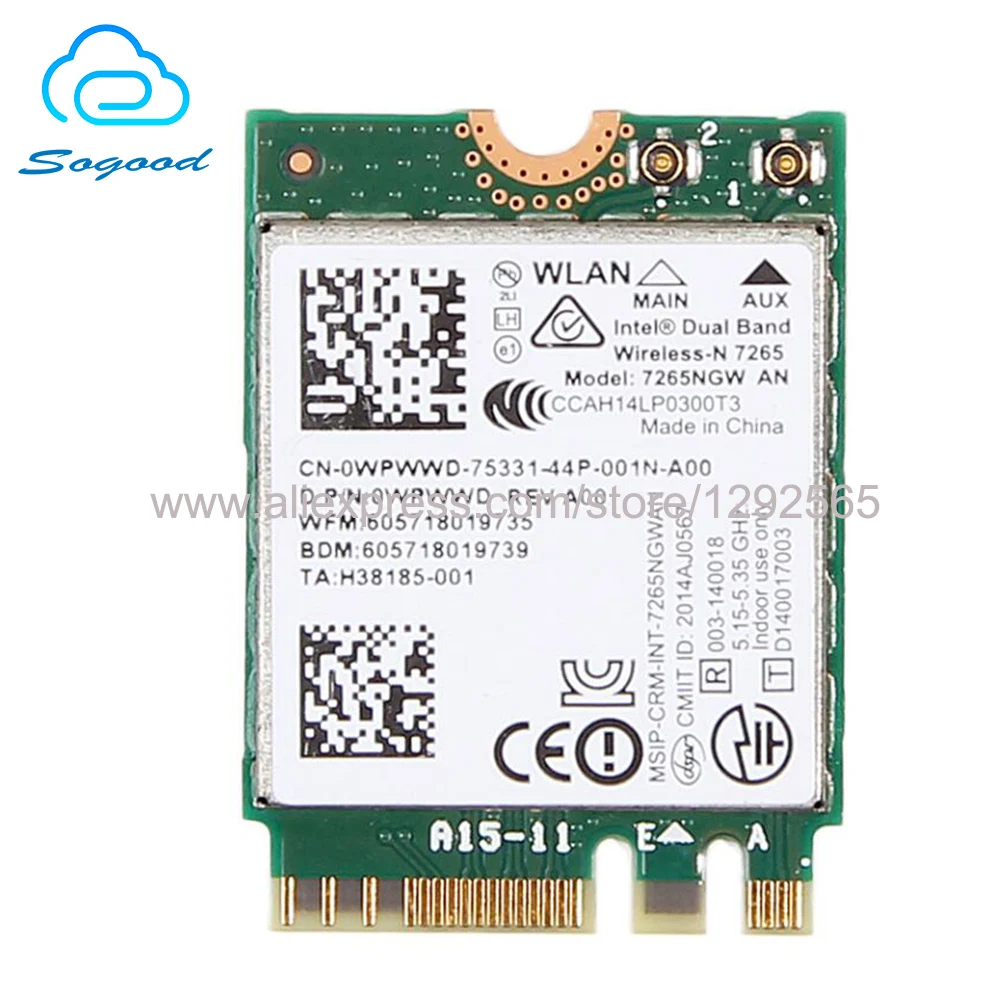 Беспроводная сетевая карта Wi Fi адаптер с Intel 7265NGW AN NGFF/M.2 300 Мбит/с Bluetooth 4 0