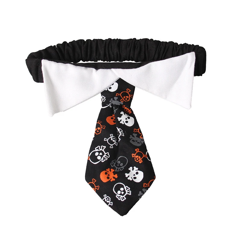 1PC Adjustable Funny Black Ghost Skeleton Print Dog Puppy Cat Pet Collar Tie Halloween Party Decoration Cosplay Necktie Gift | Дом и сад