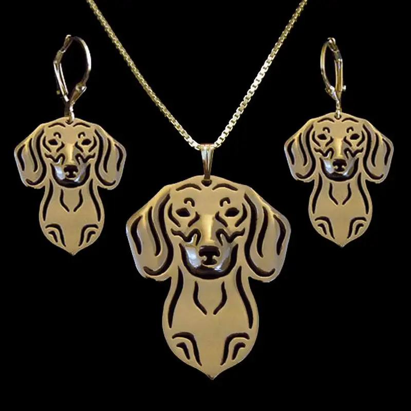 Женский металлический комплект ювелирных изделий такса|dog jewelry set|jewelry setsdrop sets |