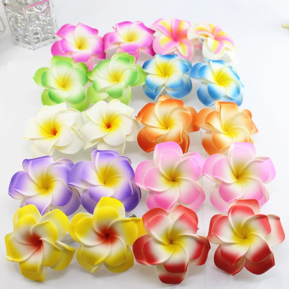 Double Layer Foam Hawaiian Plumeria Flower Frangipani Flower Bridal Single Layer Hair Clip 6cm 8cm