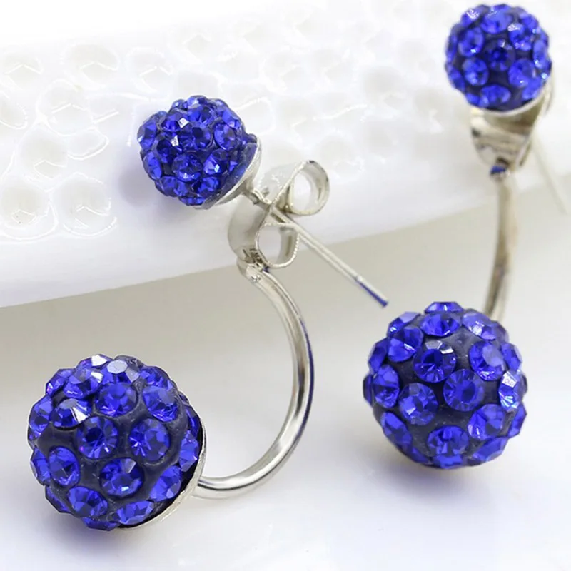 Стразы Двухсторонние серьги-гвоздики в форме Шамбала для женщин серьги из