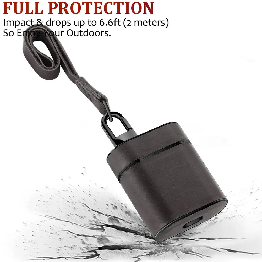 Genuine Leather Case for Airpods Portable Protective Cover For Apple Earphone Accessories With Anti-lost Rope | Электроника