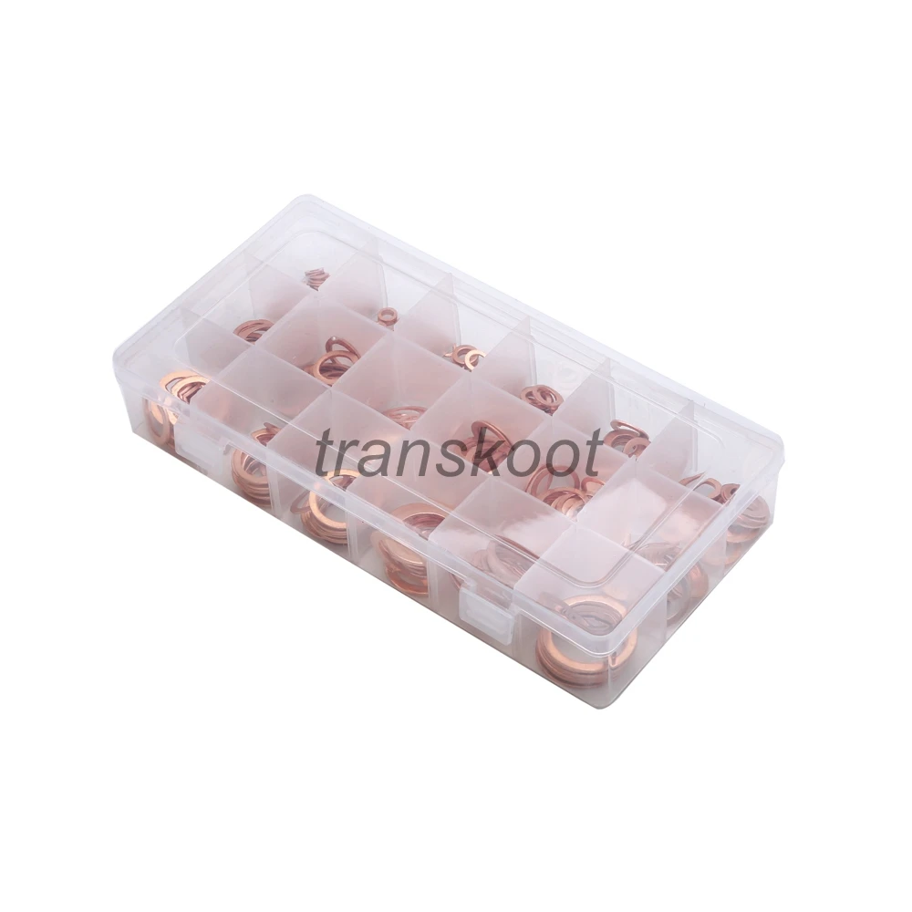 280 шт./компл. набор красных медных шайб уплотнительное кольцо прокладок с чехлом 12