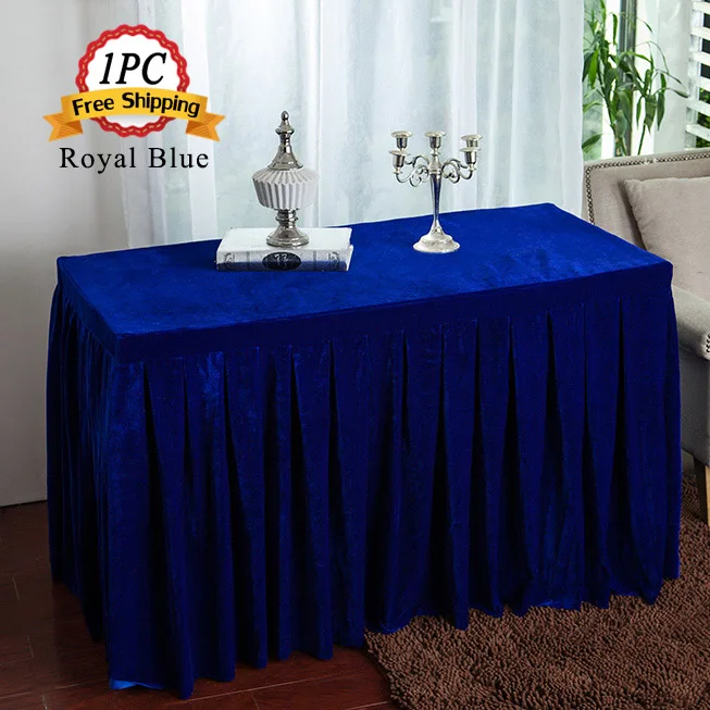 1 шт. декоративная бархатная плиссированная юбка для стола из полиэстера|table