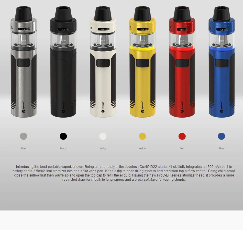 Joyetech CuAIO D22 стартовый комплект встроенный аккумулятор 1500 мАч 3,5 мл/2 мл емкость бака электронная сигарета Vape Vs Ego Aio D22 комплект оригинальной сигареты