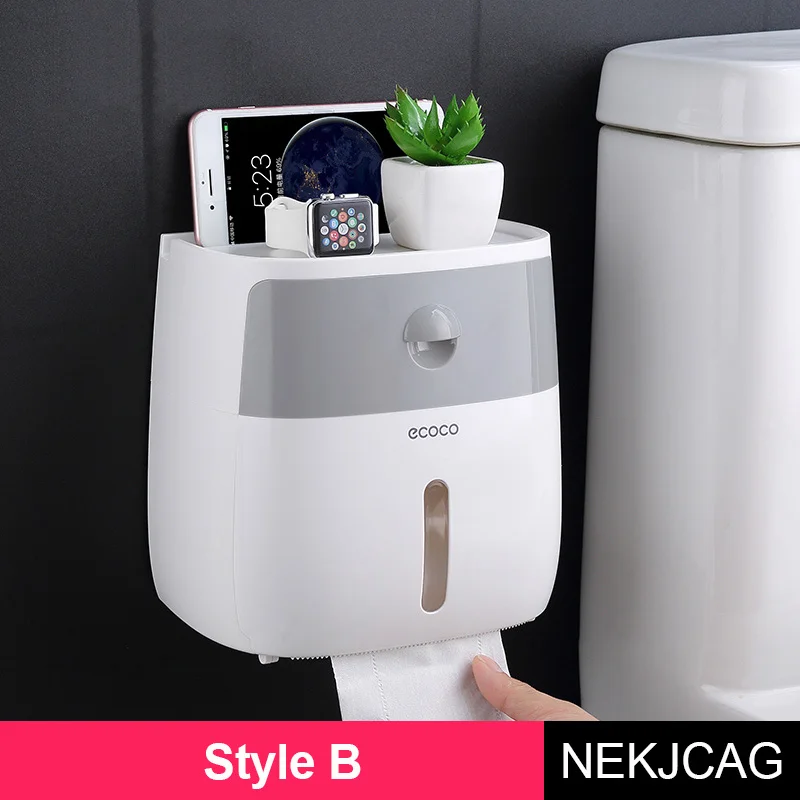 Style B Водонепроницаемый настенный держатель для туалетной бумаги, полка для туалетной бумаги, лоток для рулонной бумаги, коробка для хранения бумажных трубок, креативный лоток - Цвет: Style B