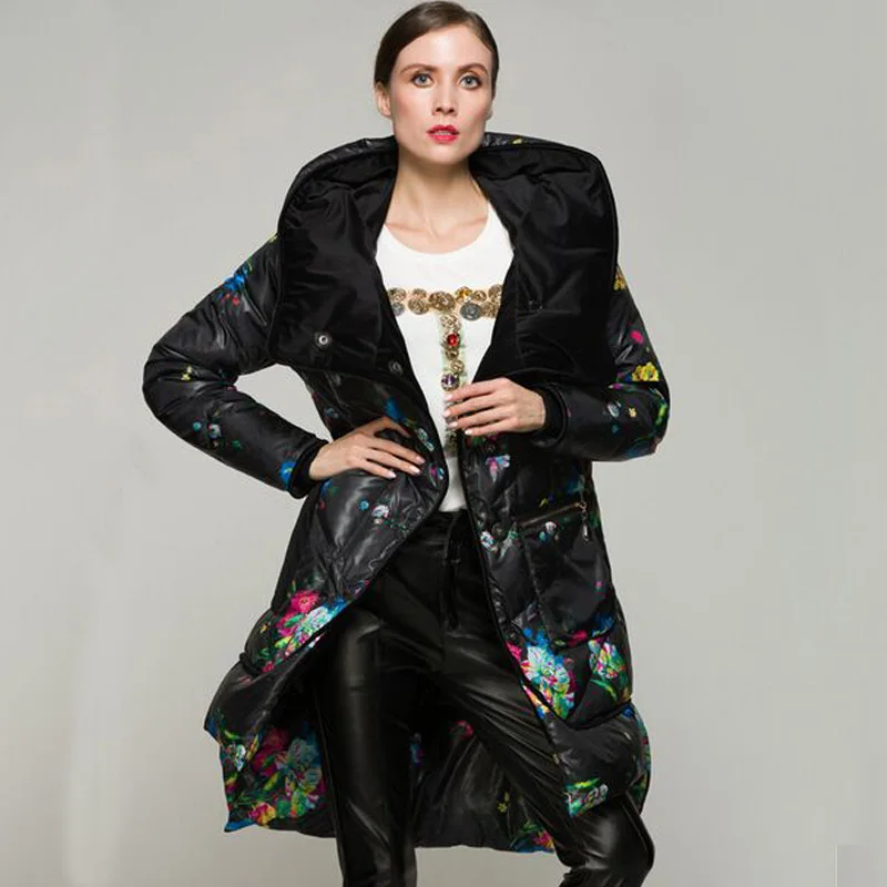 Высококачественная пуховая парка 2018 модная зимняя куртка Женская на белом