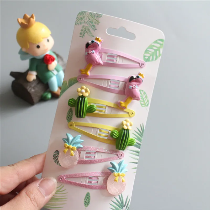 Детские заколки для волос в виде фламинго ананаса кактуса 6 шт.|girls hair accessories|hair