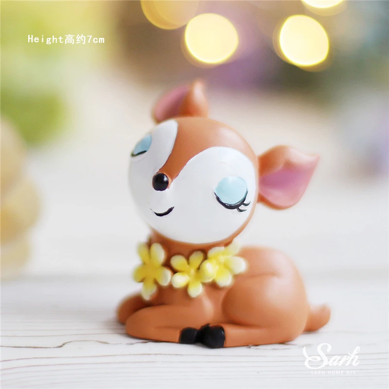 Ins Sika Deer Fawn Decoration Double Layer Flower Cake Toppers for Children Birthday Party Wedding Baking Supplies Sweet Gift