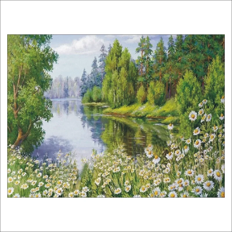 

5D DIY Diamond Painting Green Tree Landscape Mosaic Cross Stud Omni Drill 3D Diamond Painting Home Decoration Gift T254