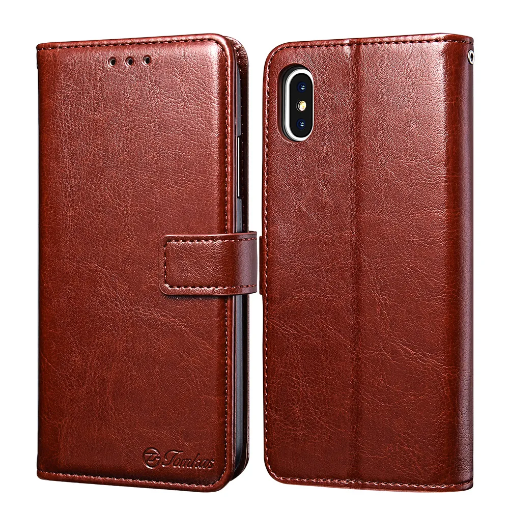 TOMKAS Flip Wallet Case for iPhone Xs MAX XR Vintage Business Luxury PU Leather PC Back Cover Phone X Coque |