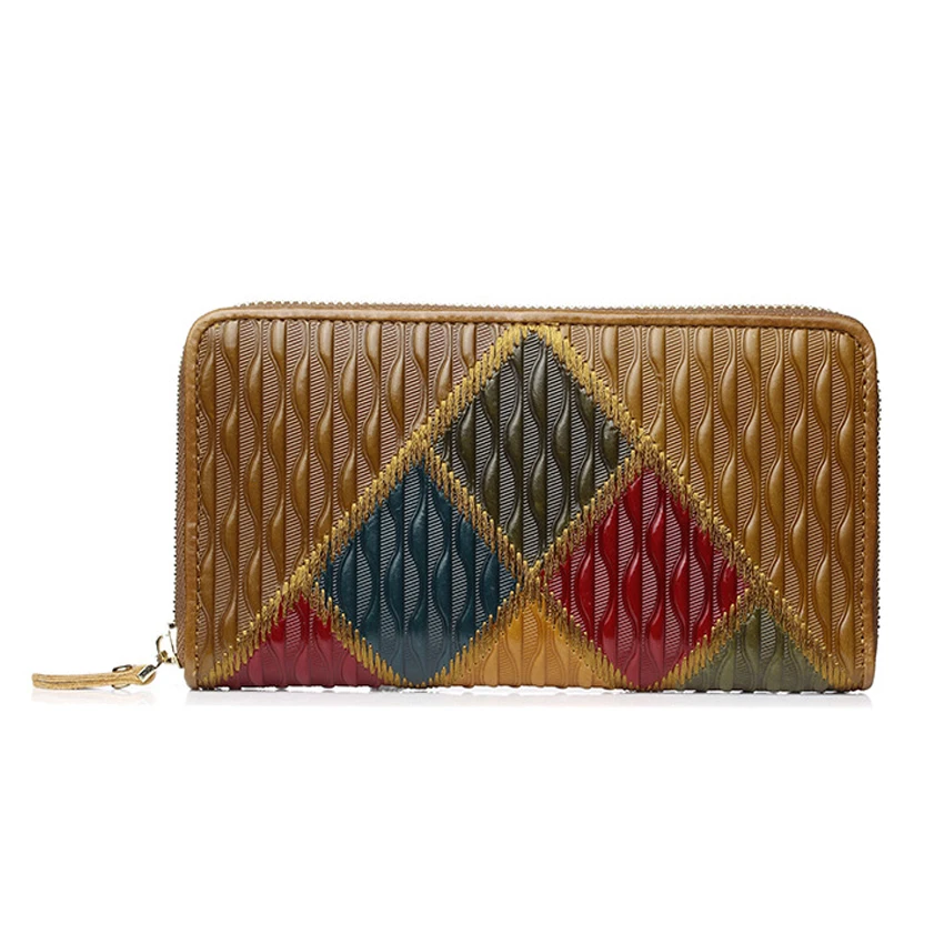 YUBIRD Brand Fashion Women Purse Patchwork Genuine Leather Ladies Clutch Vintage Long Wallet Luxury Designer Gift | Багаж и сумки