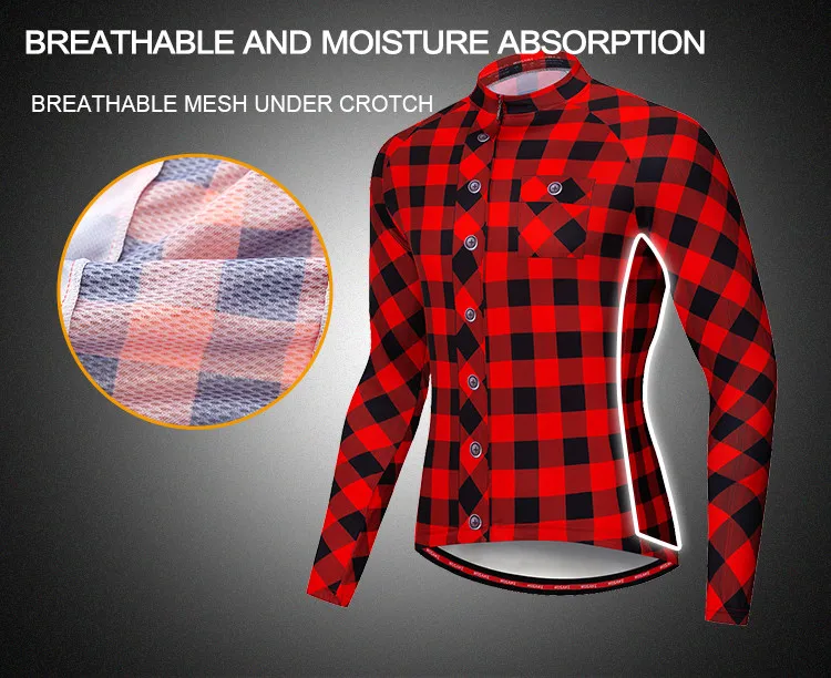 WOSAWE мужская клетчатая рубашка для велоспорта с длинным рукавом принтом Mtb