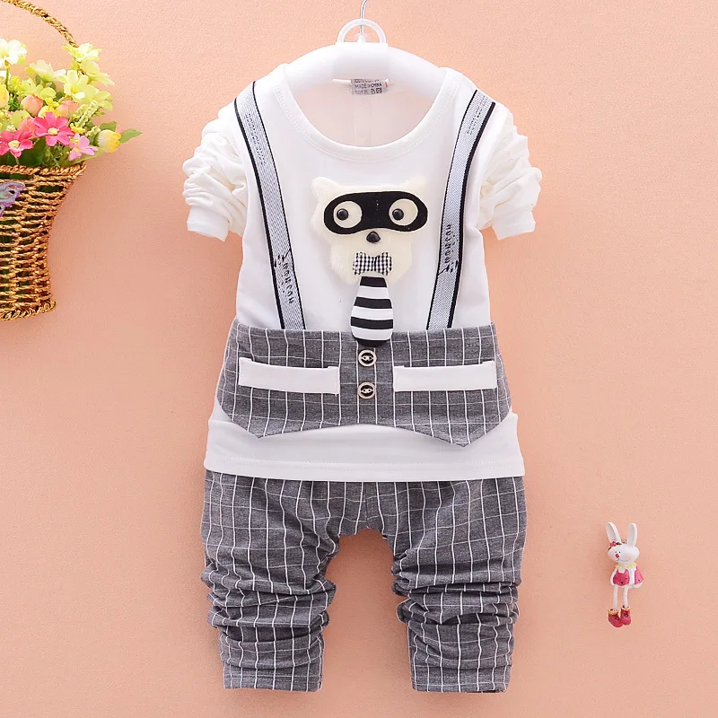 Boys Suit Clothing Set 2017 New Autumn Long Sleeve Fashion Cartoon Jacket Clothes Baby Kids Suits Lattice Pant Children 2Pcs |