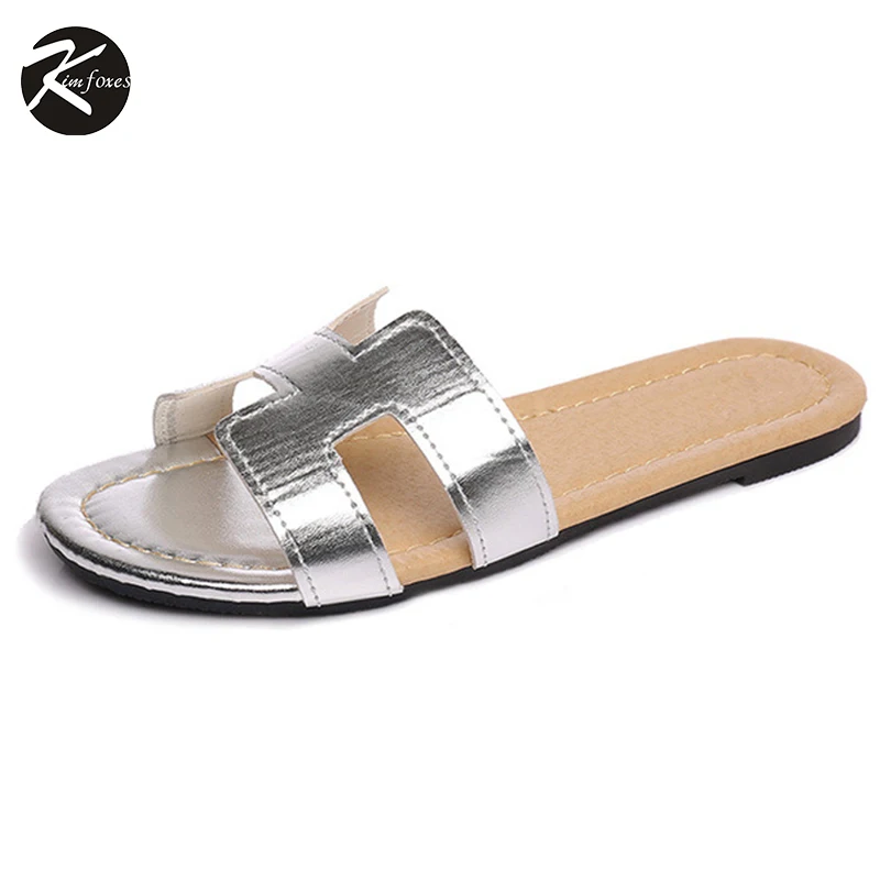 Kimfoxes Лето 2017 Новый Женский Тапочки H Клин Женщины Летний Пляж Обувь Женская