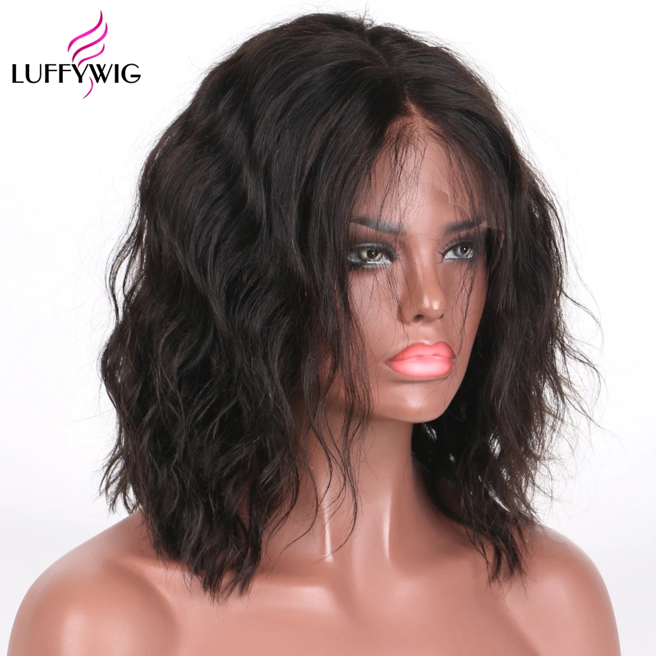 LUFFYHAIR 5*4,5 шелк основа парики натуральная волна полный кружево парики Remy бразильские человеческие волосы шелковая основа боб парик с предварительно выщипанной линией волос