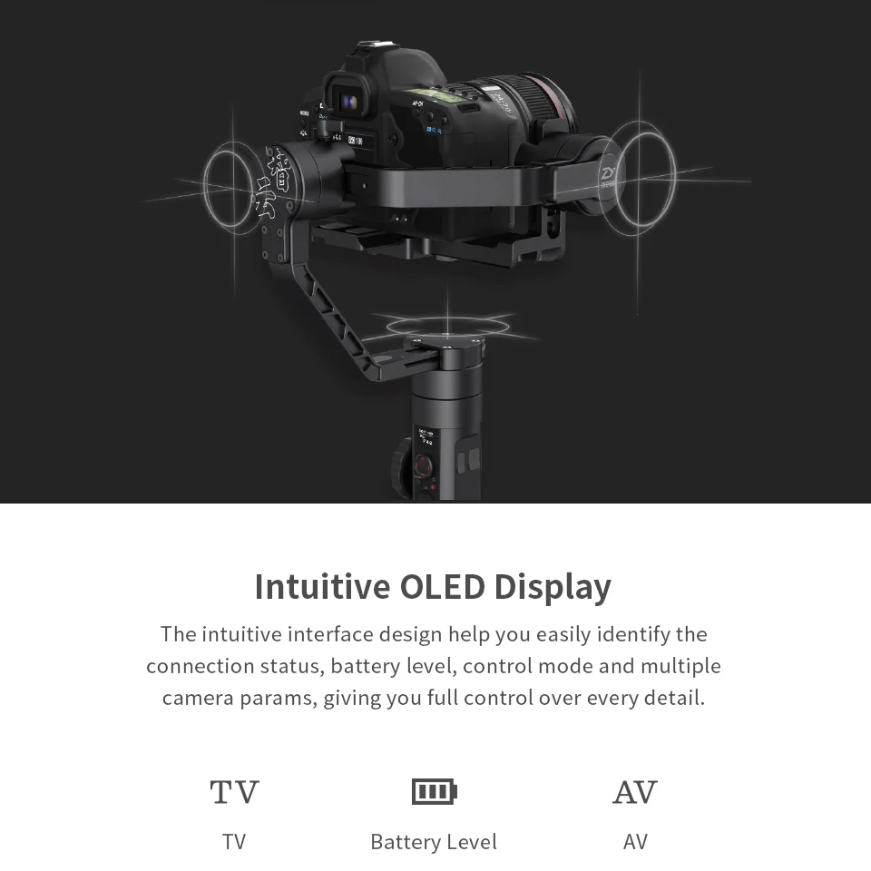 ZHIYUN Crane 2 камера Gimbal с сервоприводом непрерывного фокуса 3,2 кг Полезная нагрузка для беззеркальная камера DSLR SONY Canon Panasonic стабилизатор