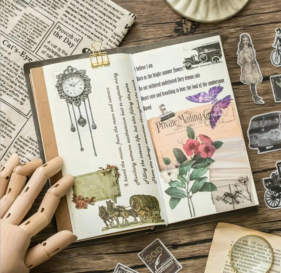 Винтажные бумажные стикеры ZFPARTY с цветочным дизайном для скрапбукинга