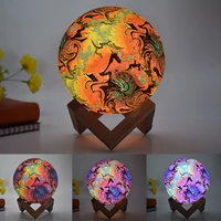 indoor led night light colorful 3d moon lamp ghost table light touch remote switch home bedroom decor lighting with wood stand