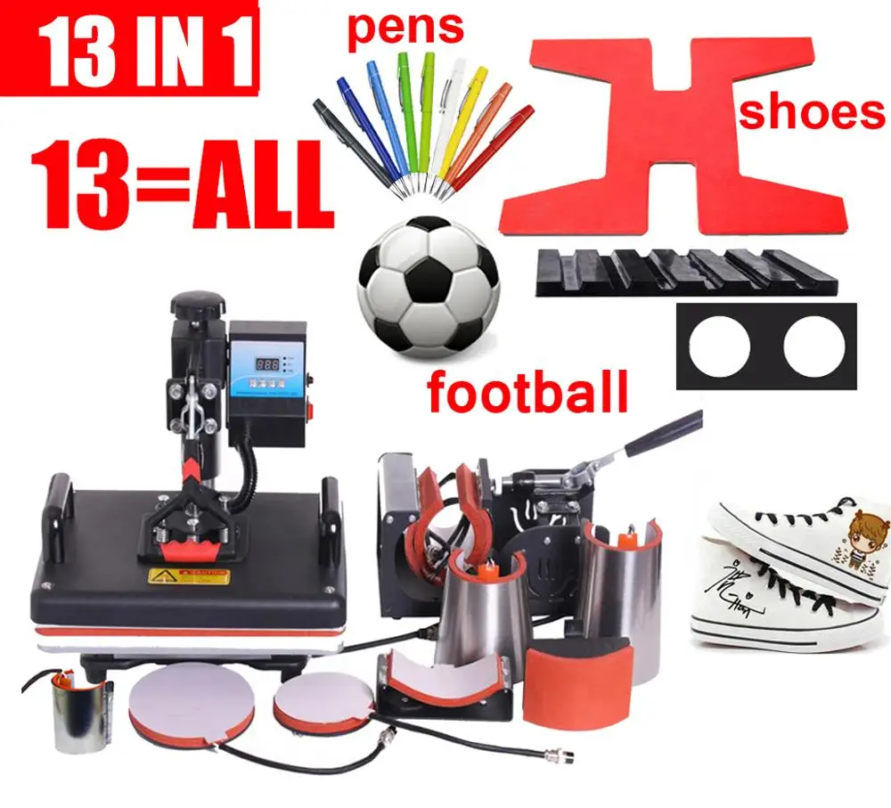 

14 ALL in 1 Heat press Machine ,Sublimation pen press machine, Heat Transfer Machine for ball/Shoes /Cap/Mug Plate/Tshirts