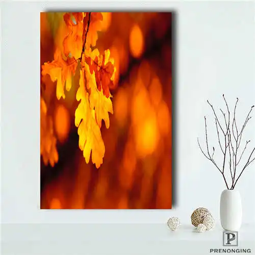 Custom Red autumnal leaves (1)@ Printing Posters Cloth Fabric Wall Art Pictures For Living Room Decor#18-12-10-18-13 | Дом и сад