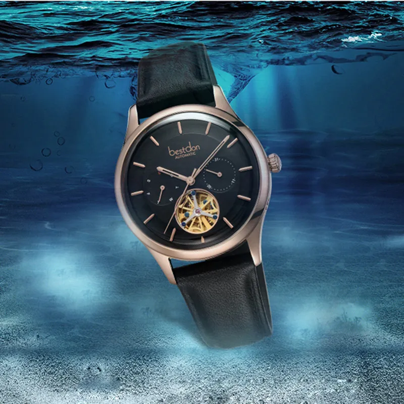 Bestdon Tourbillon Лидирующий бренд Мужские механические часы Автоматические спортивные