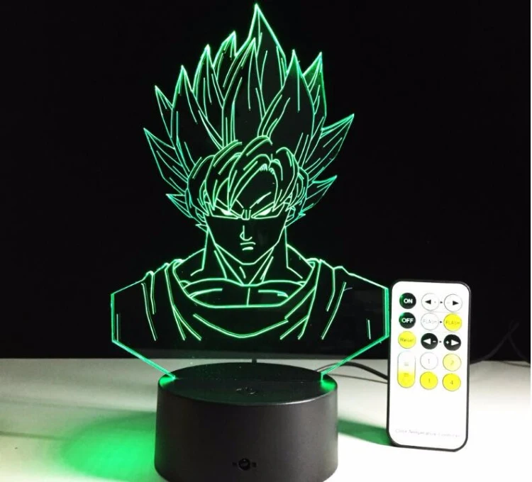Dragon Ball Z рисунок 3D светодиодный настольный светильник вспышка Супер Саян Гоку