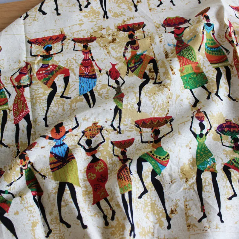 145 см * 50 африканская Женская печать Лен Хлопок Ткань Пэчворк Льняной материал