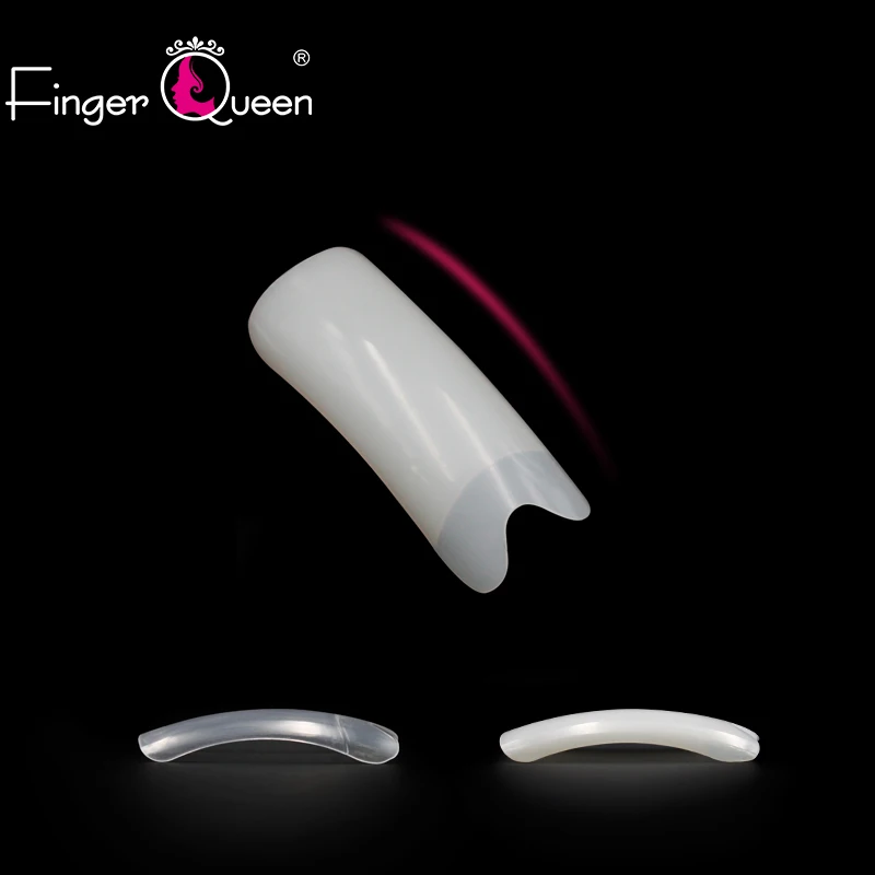 FingerQueen 100 шт. + коробка балетки полу накладные ногти натуральный/прозрачный гроб ABS