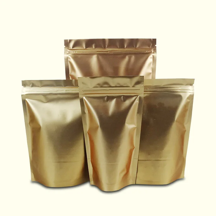 

Clear Front Silver Gold Rear Pure Aluminum Foil Ziplock Bag Stand Up Pouch Zipper Resealable Food Tea Nuts Packaging Doypack