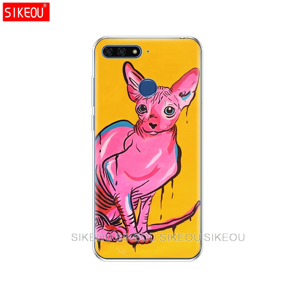 Силиконовый чехол для телефона Huawei Honor 7A PRO 7C Y5 Y6 Y7 Y9 2017 2018 Prime sphynx cat|Бамперы| |